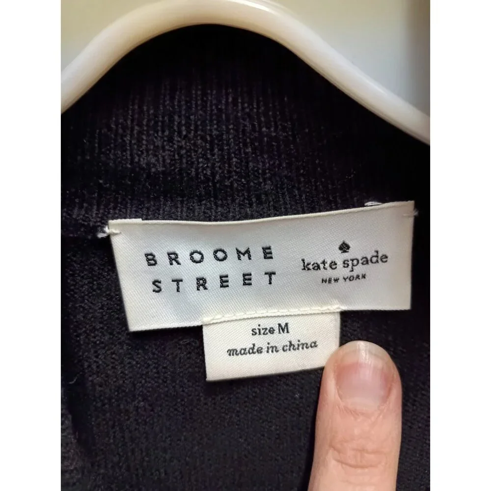 Kate Spade Broome Street Sweater Womens Medium‎ Black Wool Blend Lace Hem
